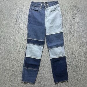 Women's Hollister Ultra high rise vintage straight‎ jeans Size 00R Patchwork